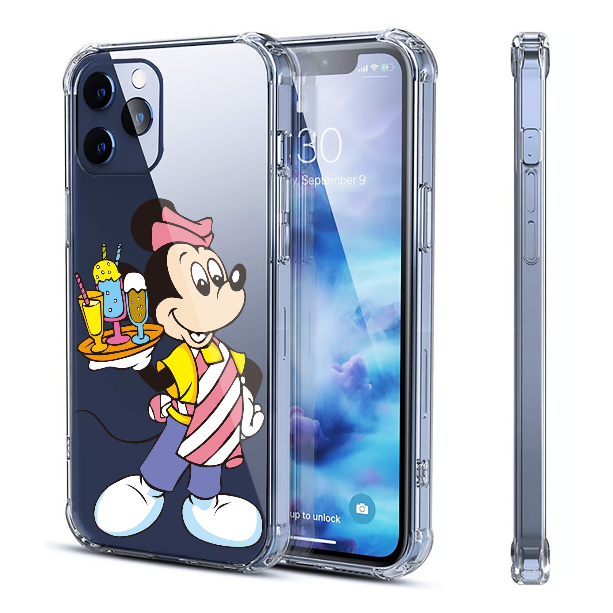 （画像用） ミッキーマウス Mickey Mouse 【iPhone 12シリーズ対応】透明スマホケース（クリアソフトケース）